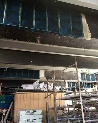 مقاوم سازی خمشی و برشی تیر بتنی ساختمان تجاری با الیاف FRP