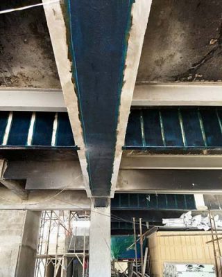 مقاوم سازی خمشی و برشی تیر بتنی ساختمان تجاری با الیاف FRP