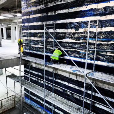 مقاوم سازی دیوار برشی ساختمان تجاری با الیاف FRP