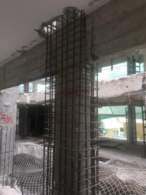 مقاوم سازی ستون با ژاکت بتنی، افزایش عمق فونداسیون و افزودن دیوار برشی