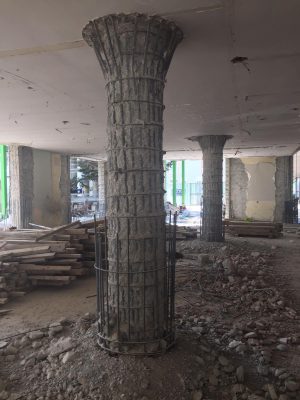 مقاوم سازی ستون ها با ژاکت بتنی و افزودن دیوار برشی