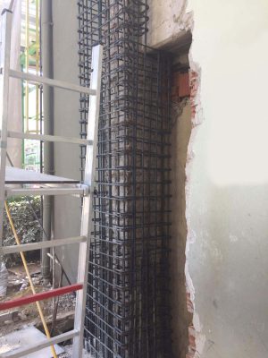 مقاوم سازی ستون ها با ژاکت بتنی و افزودن دیوار برشی