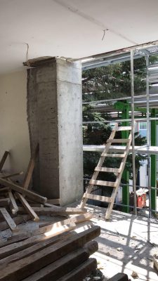 مقاوم سازی ستون ها با ژاکت بتنی و افزودن دیوار برشی