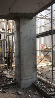 مقاوم سازی ستون ها با ژاکت بتنی و افزودن دیوار برشی