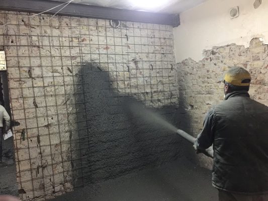 مقاوم سازی دیوار مصالح بنایی با شاتکریت