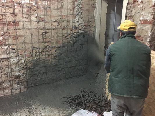 مقاوم سازی دیوار مصالح بنایی با شاتکریت