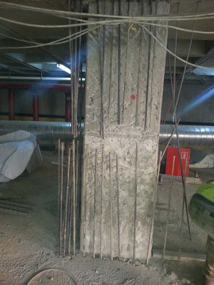 مقاوم سازی ستون های بتنی پارکینگ با ژاکت بتنی