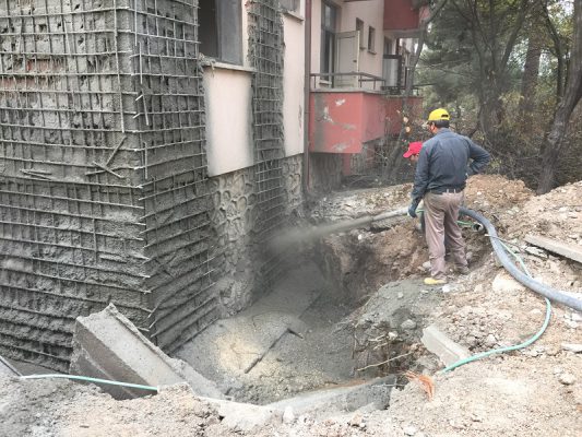 مقاوم سازی نمای خارجی ساختمان مسکونی با شاتکریت