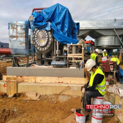 فرایند گروت ریزی صفحه ستون ماشین-شرکت مقاوم سازی تکنوپل